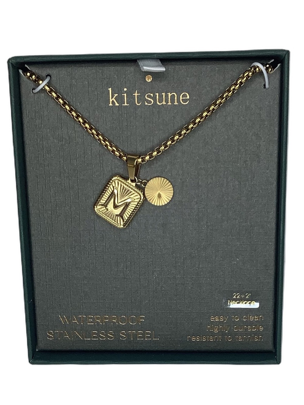Kitsune Men’s Initial Letter M Goldtone Stainless Steel Necklace New